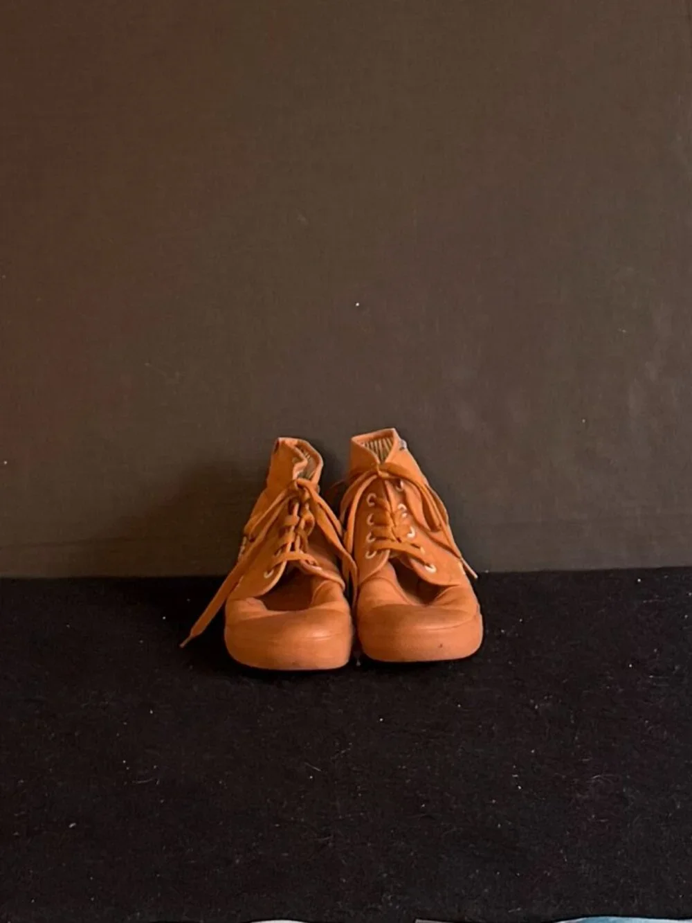 BANGS Mens/Womens Camel-Colored Embroidered Canvas High Top Sneakers